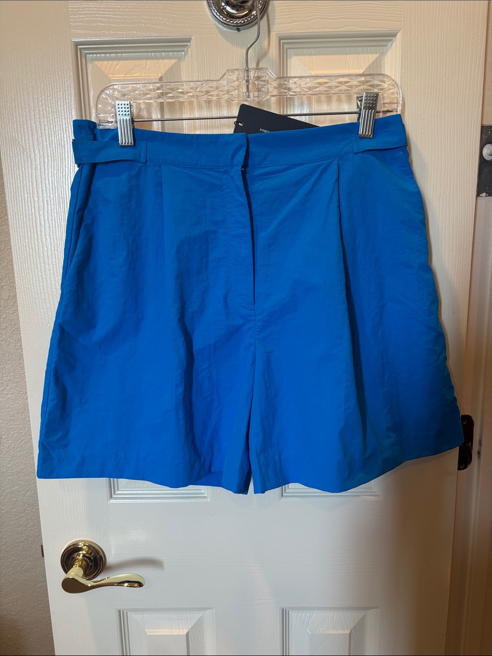 French Connection Alora Tailored Pleated Shorts Blue Sea Star NWT Size 8
